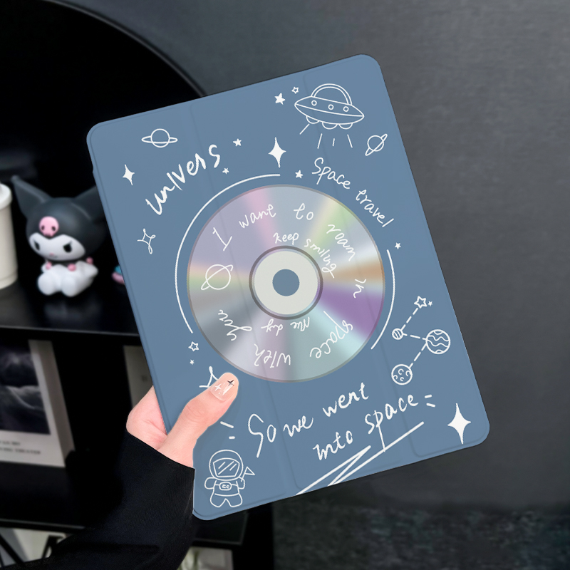 创意彩色碟片适用于华为matepad11保护套带笔槽2025新款简约pro11防摔10.8英寸硅胶三折式荣耀创意女软平板壳