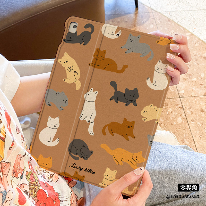 适用于ipad保护套ipad9壳慵懒猫咪苹果air5第十代平板2022新款pro11带笔槽10.2硅胶全包mini6防摔ari4书本式