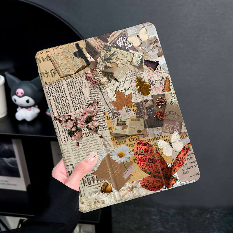 拼接报纸适用于ipadair6保护套第十代苹果2025平板mini6防摔pro11平板壳ipad9硅胶12.9英寸新款2019三折2017