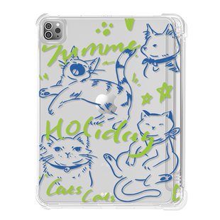 【送钢化膜】适用于ipad10保护套2022新款air5/2平板壳mini6/4笔槽第9代九2018透明pro11线条狗狗苹果Air4软