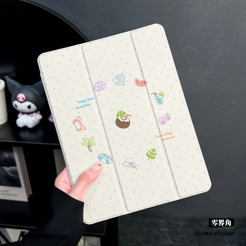 波点椰子适用于ipad11保护壳air86苹果2025平板mini7防摔pro11第九代平板ipad9硅胶13新款2019三折2017迷你4