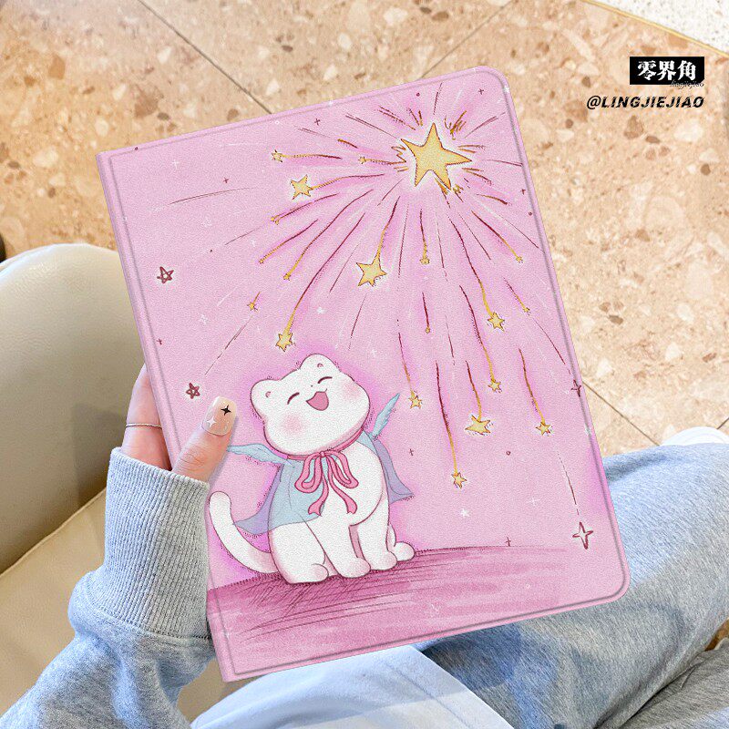 适用于联想小新pad保护套烟花猫咪2025新款padplus平板电脑带笔槽11寸书本式10.6寸蚕丝纹散热PAD全包边防摔