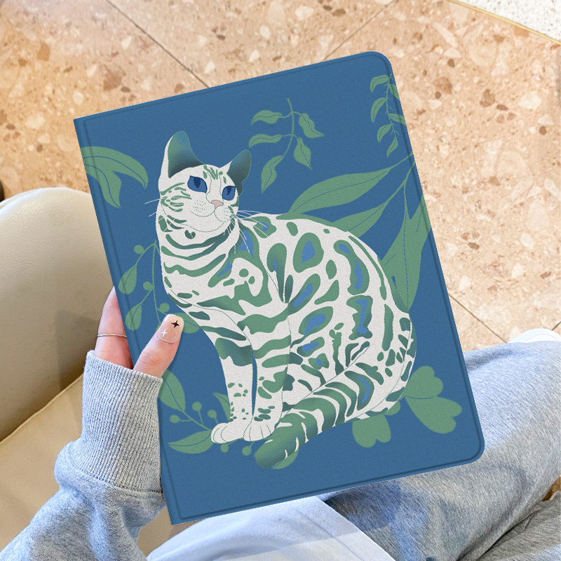 适用于华为Matepad10.4保护套带笔槽11寸se平板保护壳8.4寸全包边m6高能版10.8呆萌花猫m5青春防摔pro硅胶女