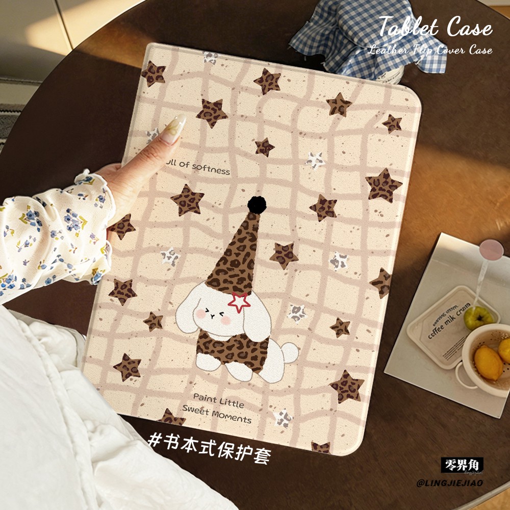 适用ipad保护壳豹纹小狗2025新款Air8平板套10.9英寸苹果iPadPro书本式mini7硅胶10.2防摔98十代全包2018笔槽