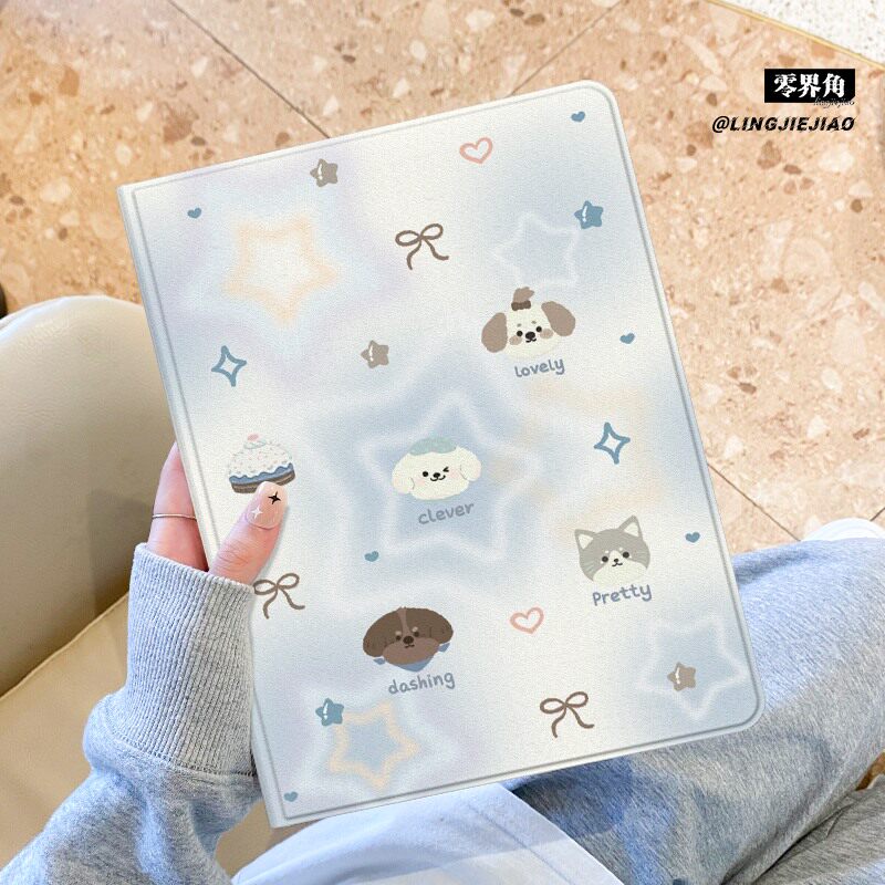 适用于ipadmini7保护壳ipad11平板壳蓝色小狗苹果air7/6第九10代2025款pro11书本笔槽10.2全包2017/2018防摔