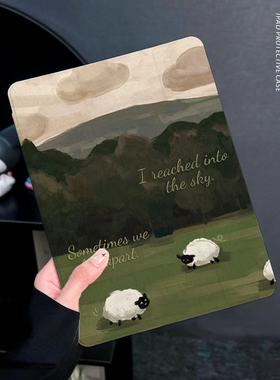 创意油画羊适用于ipad保护套2021新款pro12.9寸Air4苹果ipadmini6平板保护壳mini6笔槽2025第10九8代三折air6