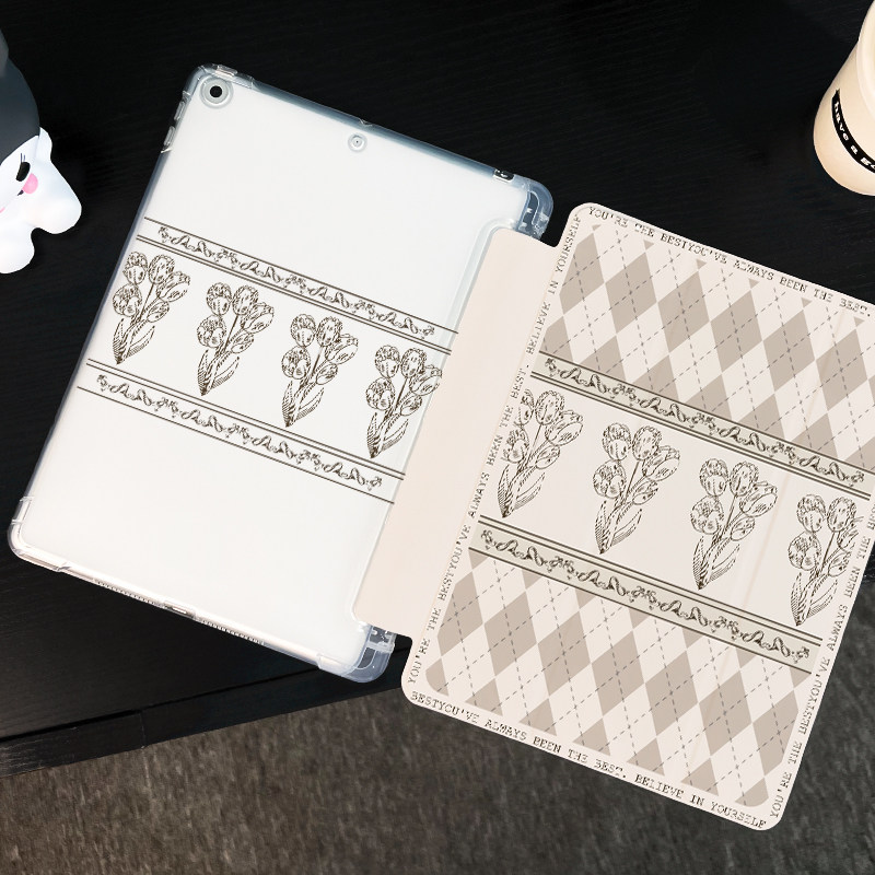 简约花束适用于ipadair5保护套苹果2022平板mini6防摔第十代平板壳ipad9硅胶带笔槽10新款2019全包2017mini4