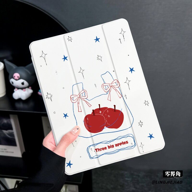 三个苹果适用于华为matepad10.4保护套带笔槽2025新款matepadpro10.8保护壳硅胶11寸全包软边荣耀平板7三折式