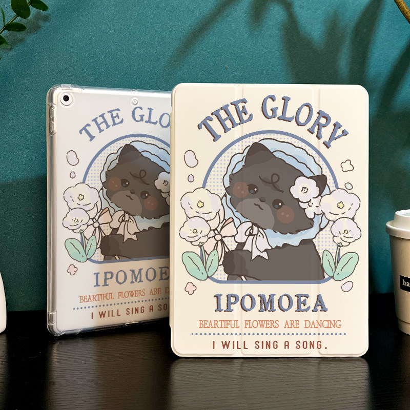 猫咪花朵可爱女适用于iPadAir5保护套2021新款mini6苹果ipad9平板保护壳air3笔槽11寸2020防摔4第10九9代三折