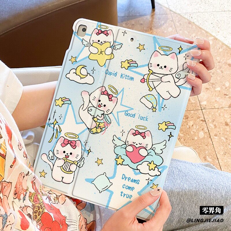 适用于ipad11保护壳2025新款air7平板壳ipad9/10书本mini76全包8防摔10.9天使猫咪pro11苹果迷你AIR7九代2018