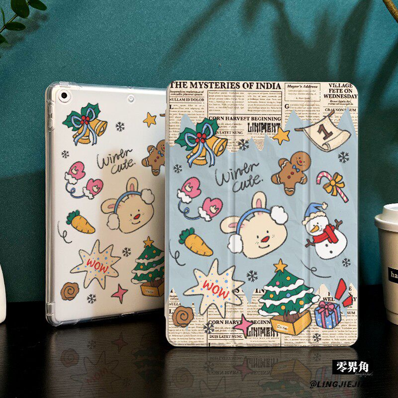 蓝色报纸适用于ipadmini7保护壳ipad10/9平板壳11代2025苹果air7/6/5九代带笔槽13寸硅胶pro11全包mini7迷你6