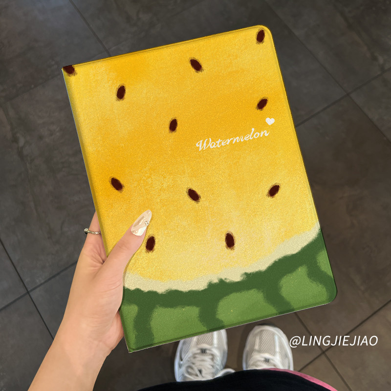 适用于ipadair5保护套2022新款平板壳ipad9/10蚕丝纹书本mini6全包8防摔10.9寸清凉西瓜ipadpro桌面air2迷你