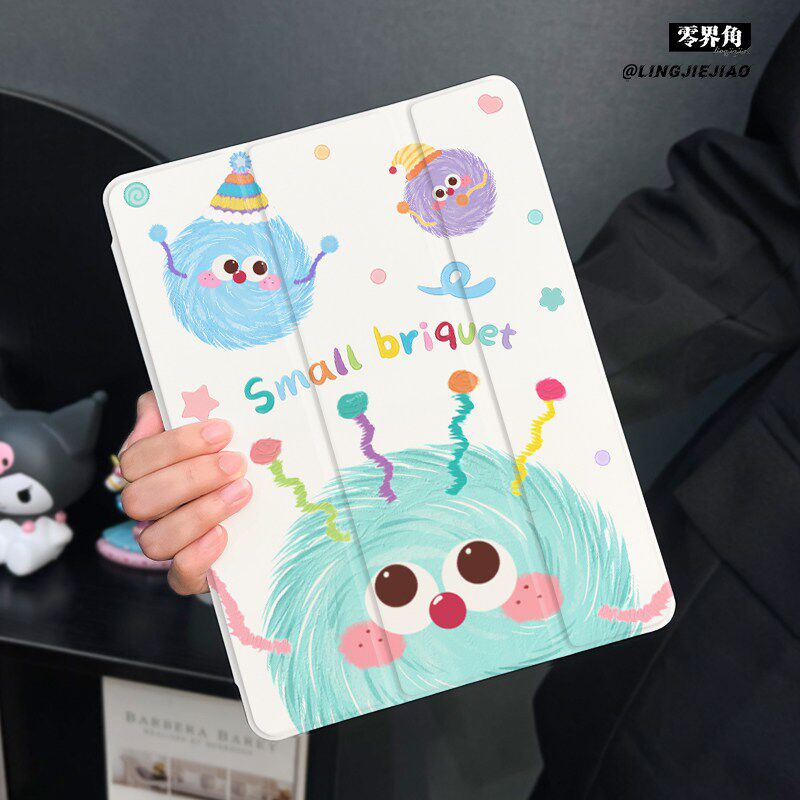 可爱煤球适用于ipad10保护套air7/6/5平板壳2025苹果11代第九13寸10代mini7三折硅胶ipadpro11/12.9寸带笔槽5