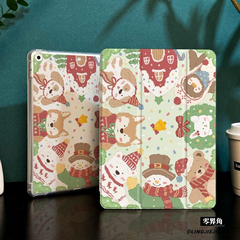 圣诞小熊适用于ipadmini7保护壳ipad10/9平板壳11代2025苹果air7/6/5九代带笔槽13寸硅胶pro11全包mini7迷你6