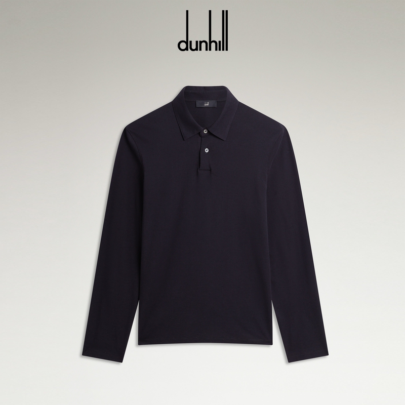 2025秋冬新品dunhill登喜路男士棉质真丝珠地布长袖 Polo 衫