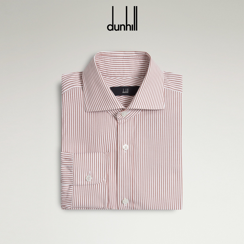 2025秋冬新品dunhill登喜路男士细条纹棉质长袖宽角领衬衫
