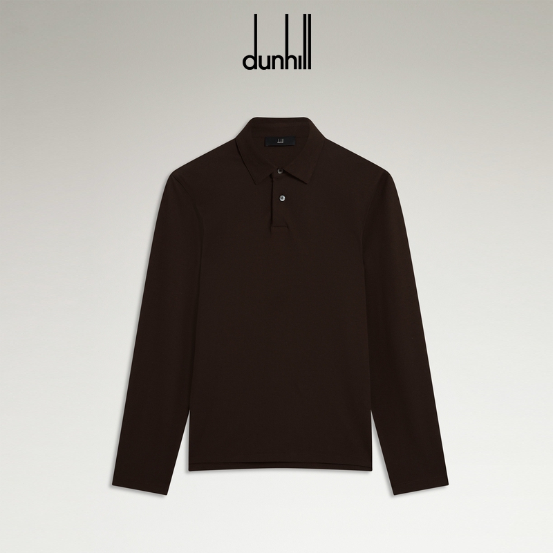 2025秋冬新品dunhill登喜路男士棉质真丝珠地布长袖 Polo 衫