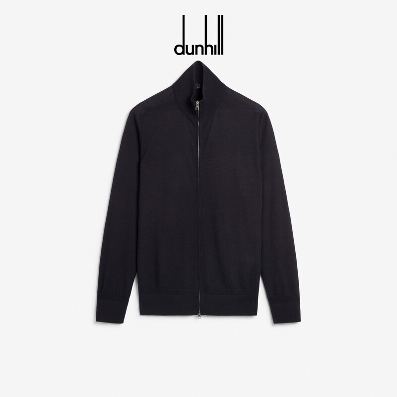 dunhill登喜路男士午夜蓝色超细羊绒拉链毛衣