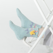 ONE PINE CONE珊瑚绒袜子女中筒袜猫狗系列日系地板袜保暖睡眠袜