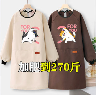 长袖 帆布加肥加大胖子可爱洋气工服罩衣防污耐磨透气定制logo印字