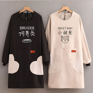 加肥加大罩衣女胖子新款长袖围裙厨房做饭防水防油工作服定制印字
