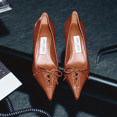 [圣诞礼物]JIMMY CHOO/SCARLETT 50 女士 印花皮革高跟鞋小高跟