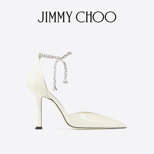 [新年礼物]JIMMY CHOO/STEVIE100 女士 拿铁色漆皮高跟鞋婚鞋