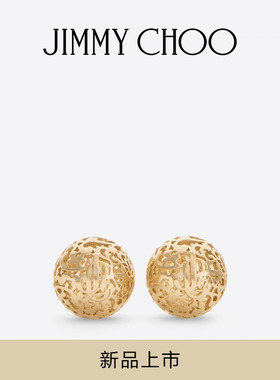 [礼物]JIMMY CHOO/LACE SPHERE STUDS 女士 金色金属球形耳钉