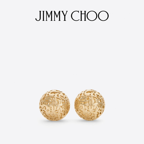 [礼物]JIMMY CHOO/LACE SPHERE STUDS 女士 金色金属球形耳钉