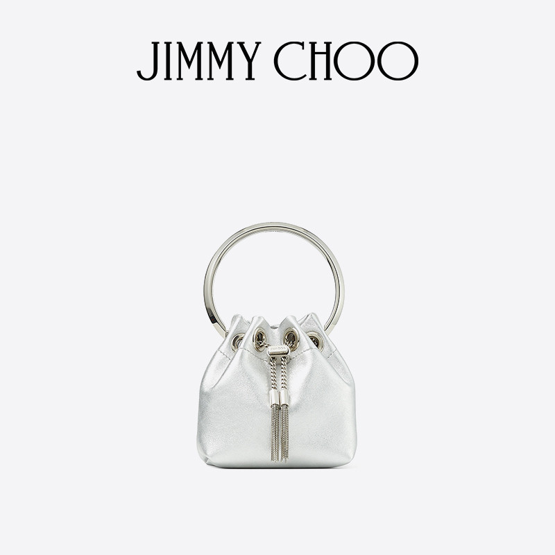 [经典款]JIMMY CHOO/MICRO BON BON 女士银色迷你包JC