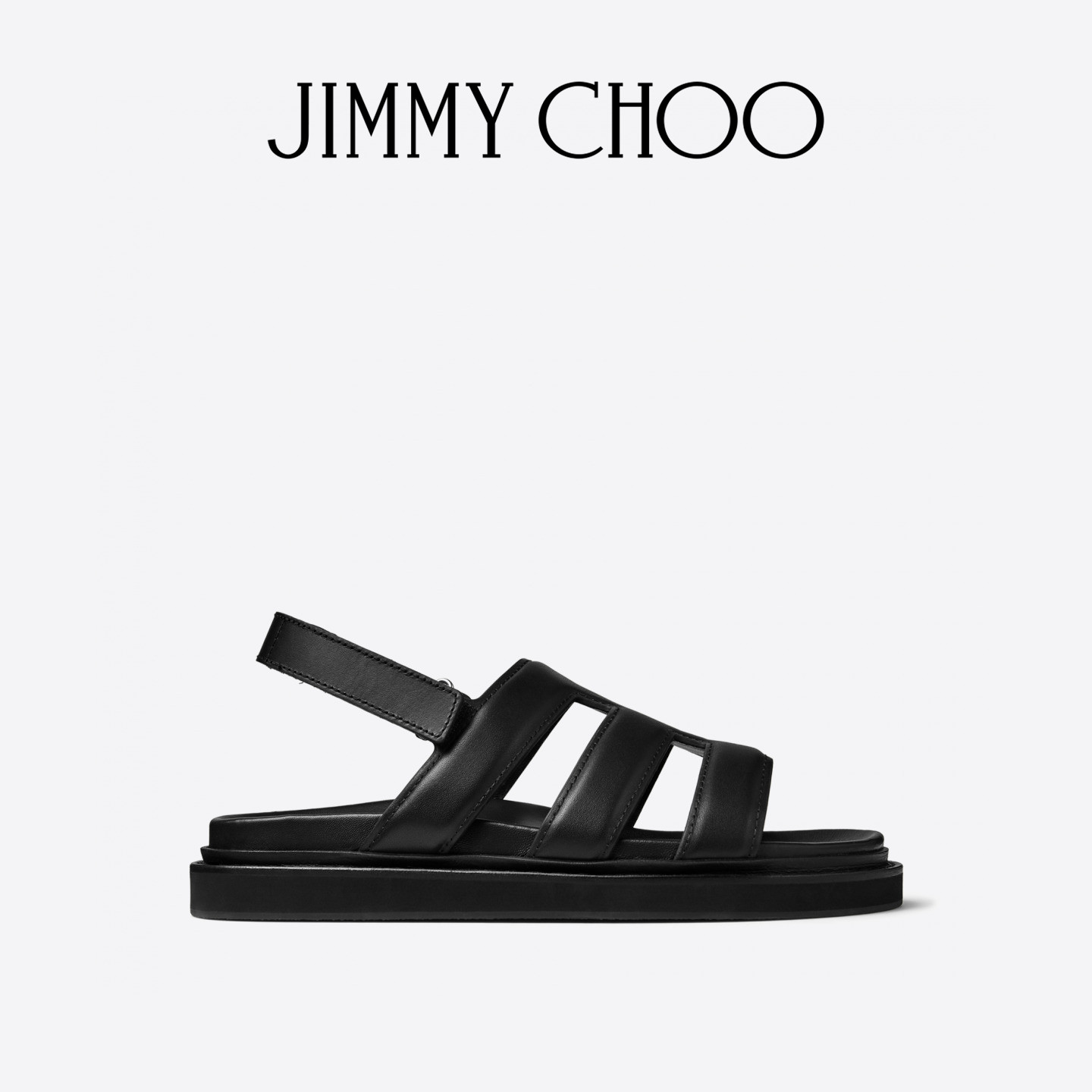 JIMMYCHOO/黑色皮革凉鞋