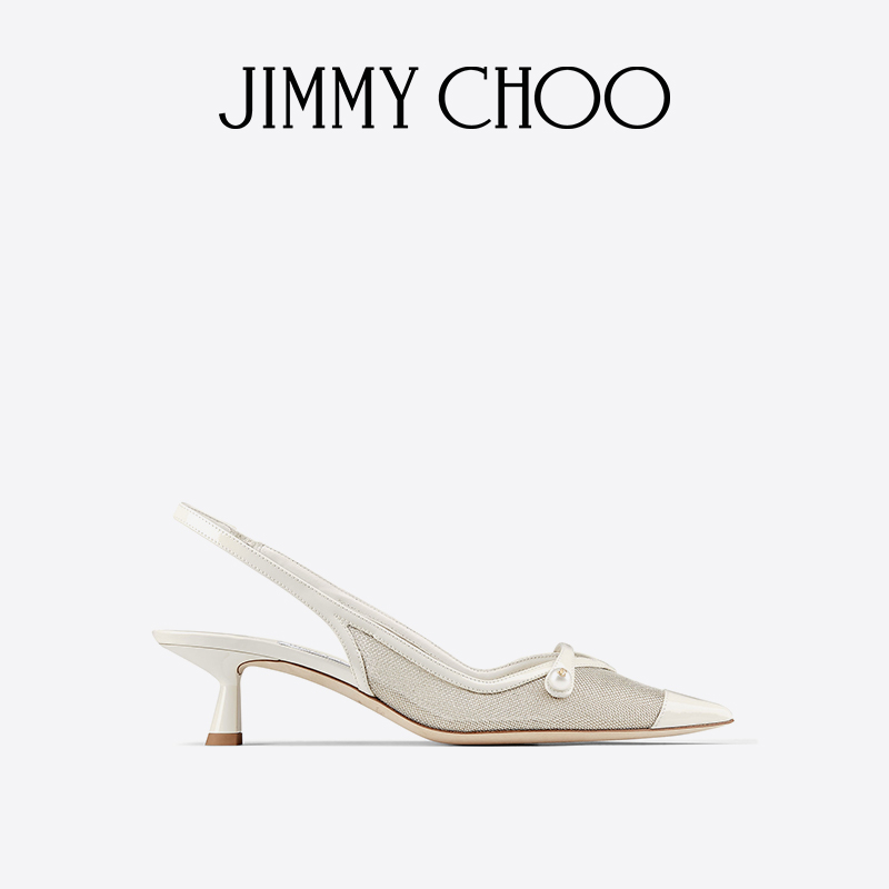 JIMMY CHOO/AMITA 45 女士金属感网眼布露跟高跟鞋JC
