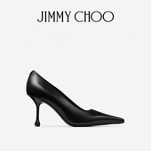 新年礼物 JIMMY CHOO IXIA 女士黑色皮革滴跟高跟鞋