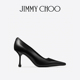 新年礼物 JIMMY CHOO IXIA 女士黑色皮革滴跟高跟鞋