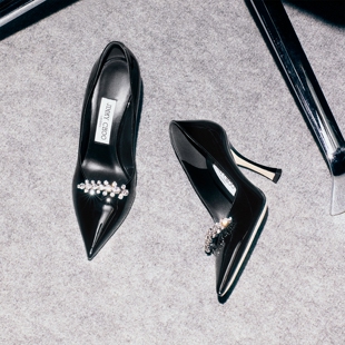 [新年礼物]JIMMY CHOO/BELINDA PUMP 90 女士 黑色漆皮高跟鞋