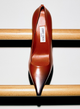 JIMMY CHOO/IXIA 95 女士 干邑色喷涂抛光皮革高跟鞋