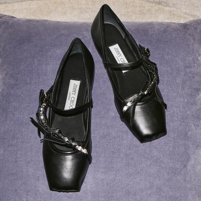 JIMMYCHOO/蝴蝶结芭蕾舞平底鞋