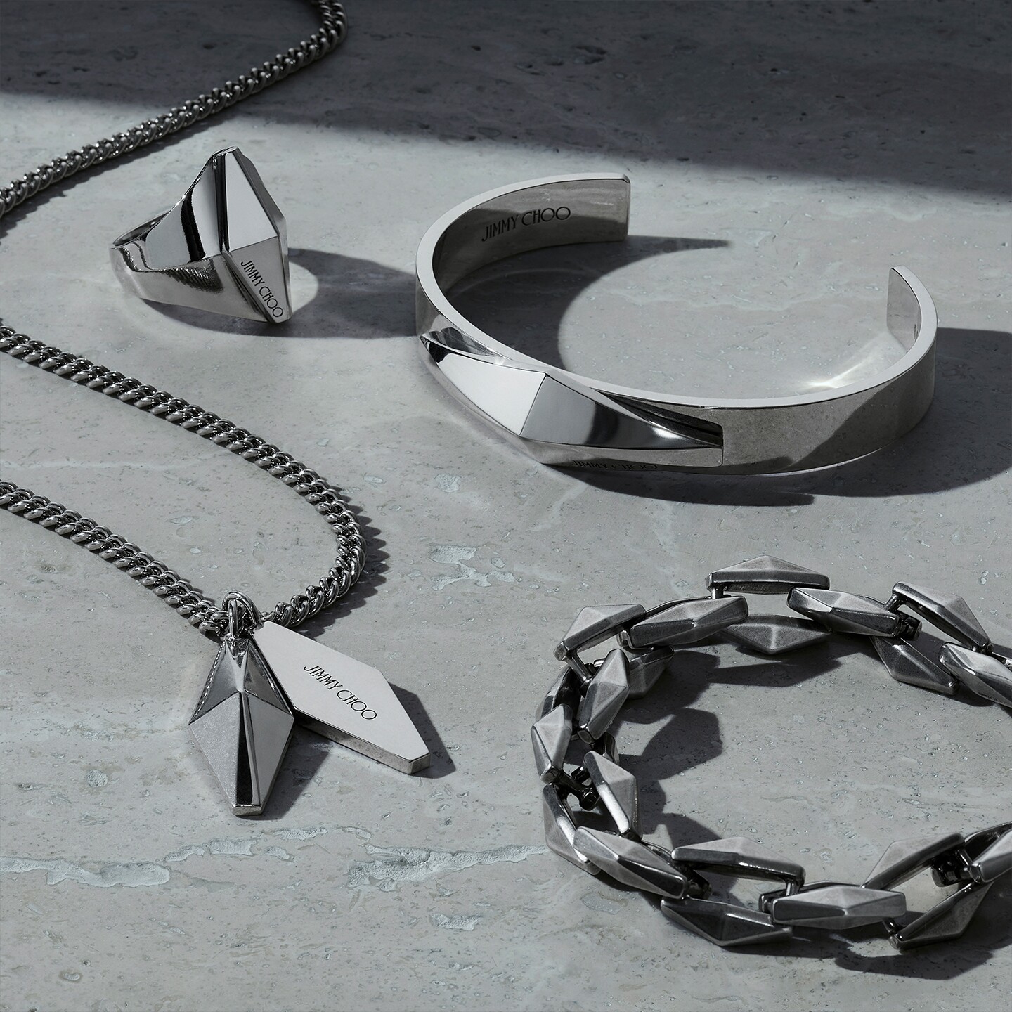 [王一博同款]JIMMY CHOO/DIAMOND CUFF 古银色手镯
