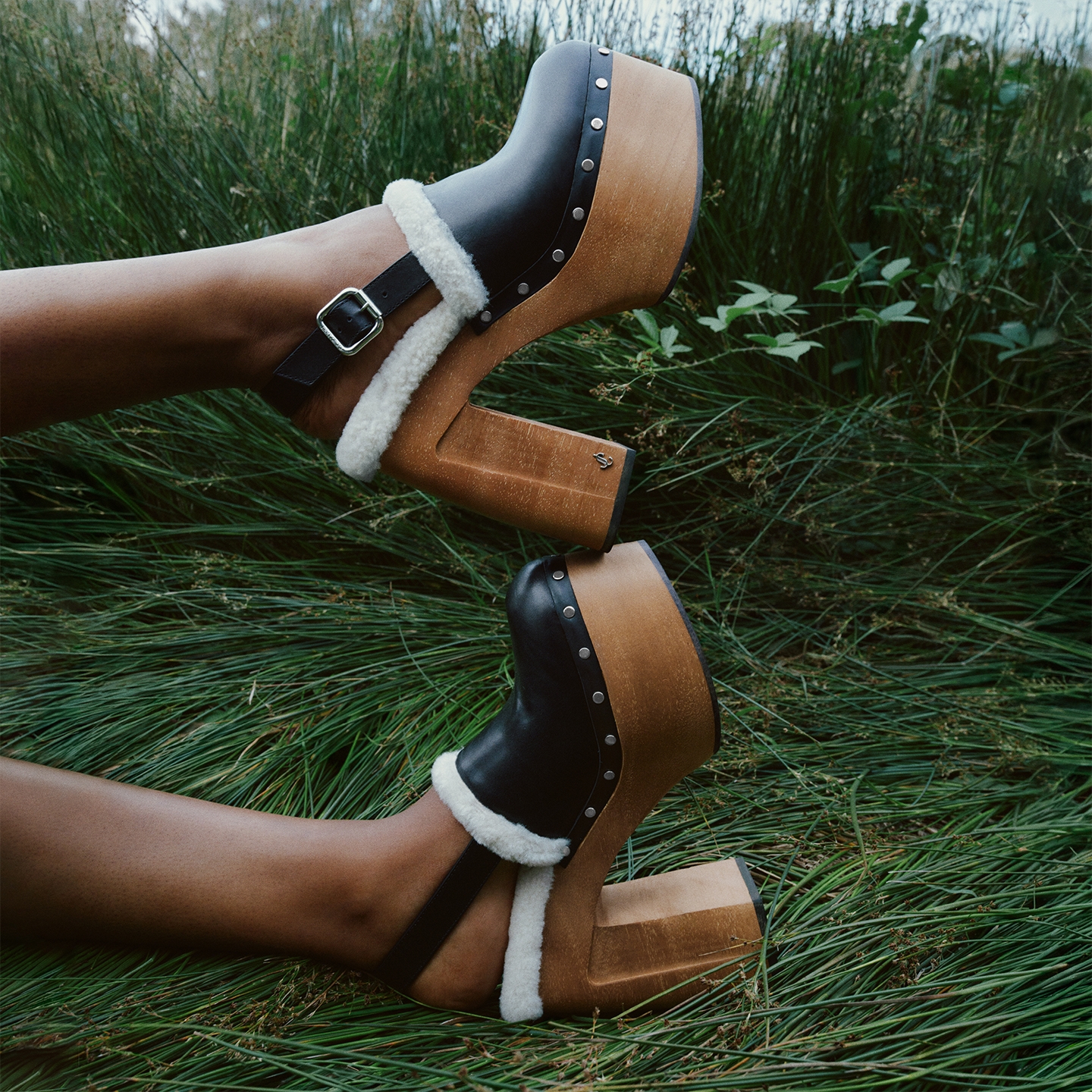 [冬季胶囊系列]JIMMY CHOO/ALIDA PLATFORM 135 女士牛皮革穆勒鞋