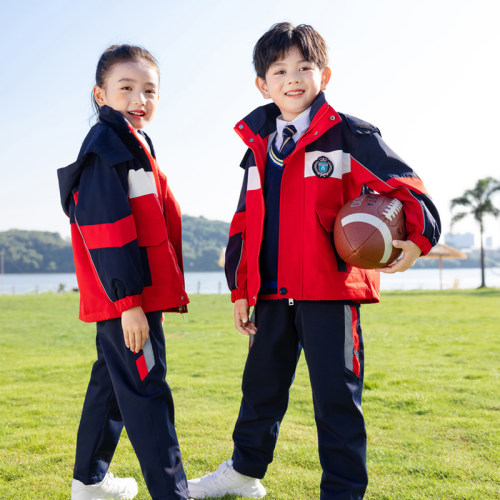 中小学生校服新款冲锋衣幼儿园园服春秋装三件套装儿童班服运动服