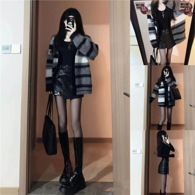 深冬装搭配一整套冬季御姐高级感女装小香风连衣裙子韩剧穿搭套装