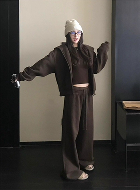 Skk Store 长期松弛主义 醋酸天丝羊毛加绒拉毛连帽卫衣卫裤套装