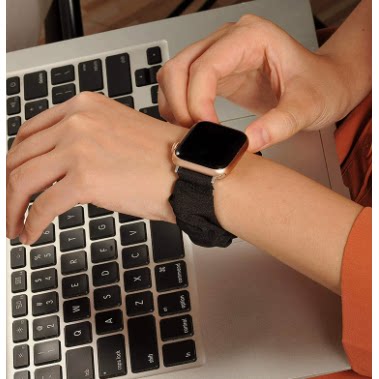 适用苹果表带 iWatch 腕带仿棉布手表表带大肠发圈表带
