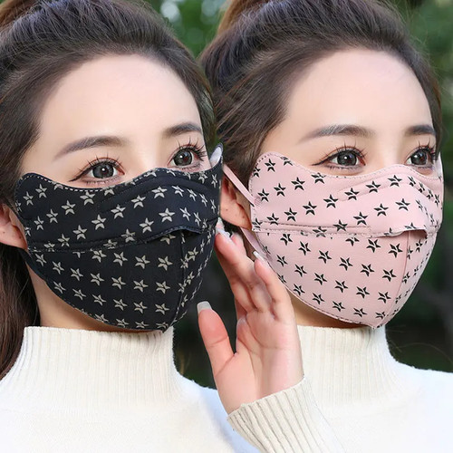 加厚保暖口罩女冬季开口防寒防风冬天时尚护眼角成人骑车护脸面罩