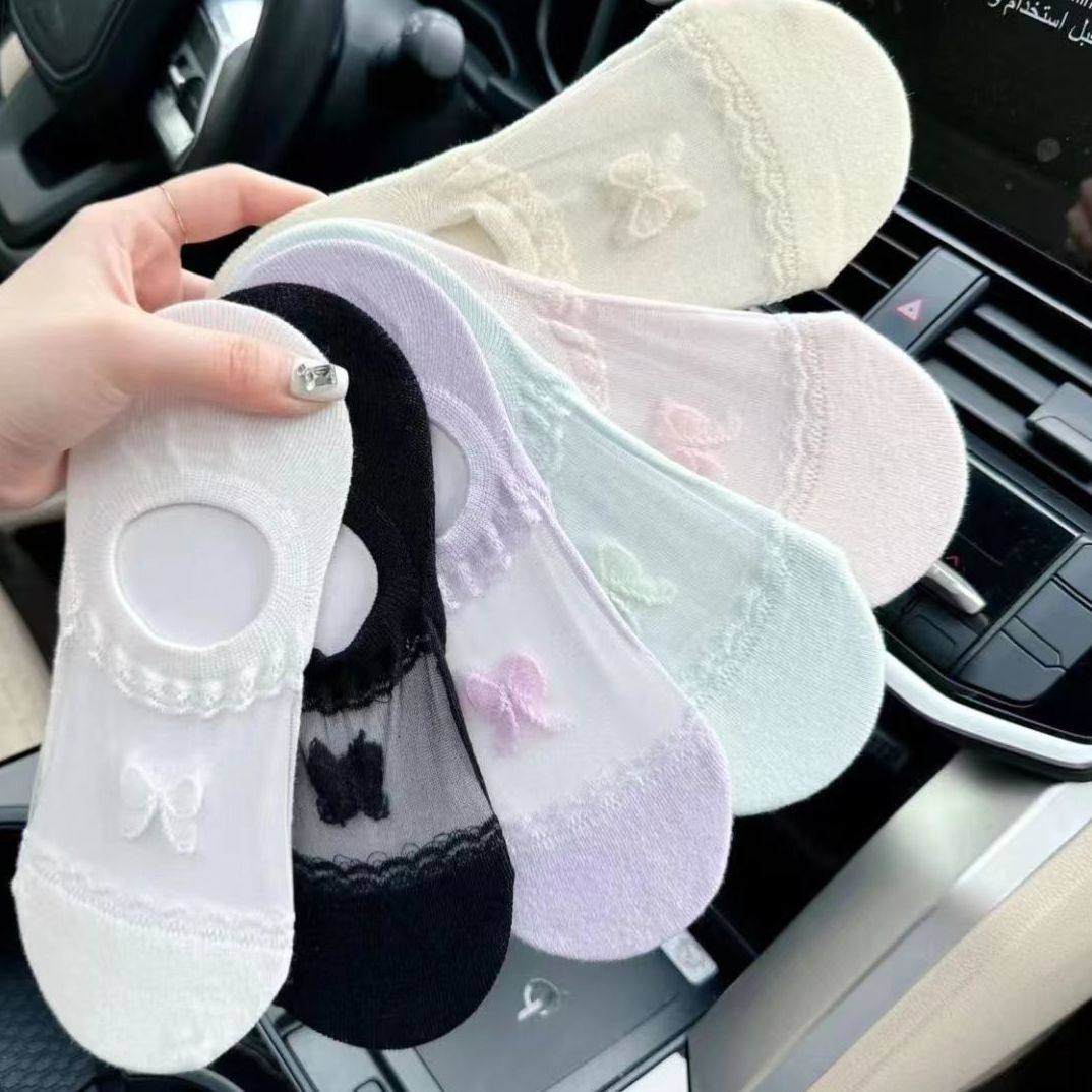 超仙蕾丝蝴蝶结冰丝隐形袜爆款夏季薄款浅口船袜透气彩色隐形船袜,女士内衣/男士内衣/家居服,船袜,淘宝优惠券,粉丝福利购,淘宝优惠卷