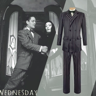 亚当斯一家cos戈麦斯·亚当斯爸爸cos服万圣节星期三cos服现货