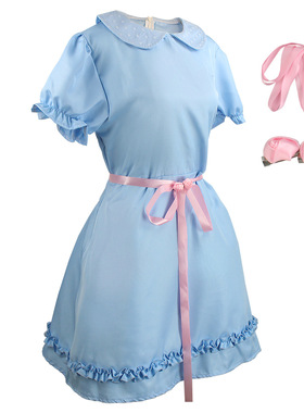 闪灵cos服The Shining双胞胎女孩连衣裙蓝色礼服万圣节cos服装