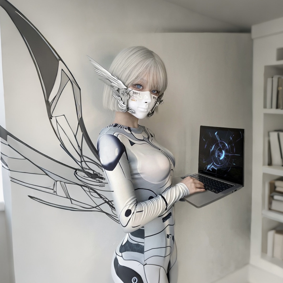 AI机器人铠甲印花连体衣cos服