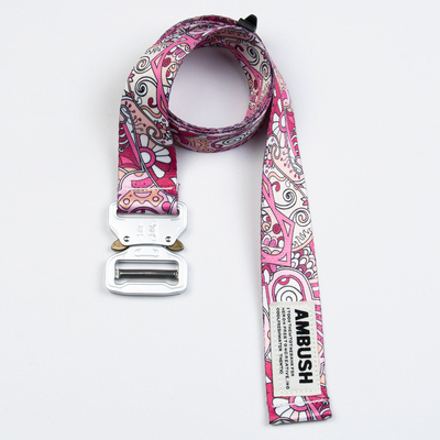 3.8cm眼镜蛇插扣腰果花帆布腰带