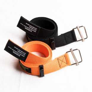 港风余文乐同款工装裤帆布腰带男潮牌嘻哈青年牛仔裤平滑扣皮带女